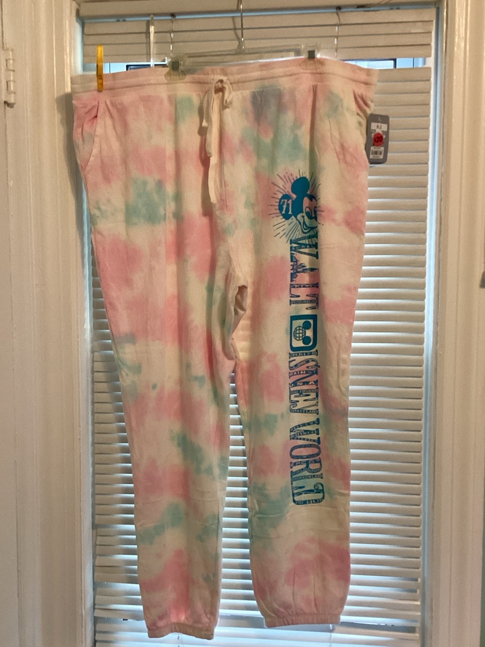 Disney Pastel Tie-Dye SweatPants - Pink, Mint, Cream with Teal Logo